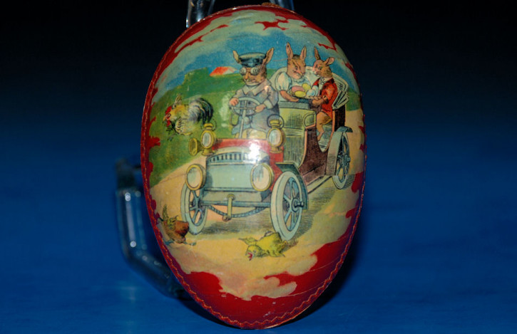 antique Easter egg * rabbits Oldtimer driving * at 1900-1920