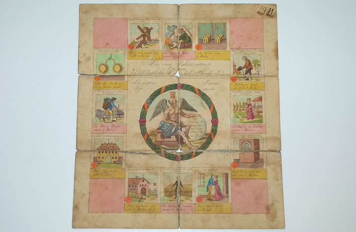 antikes Biedermeier Spiel "Die vier Jahreszeiten" um 1810-1820