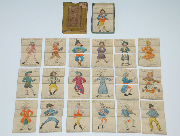 antikes Biedermeier Metamorphose Karten-Legespiel * um 1810-1820