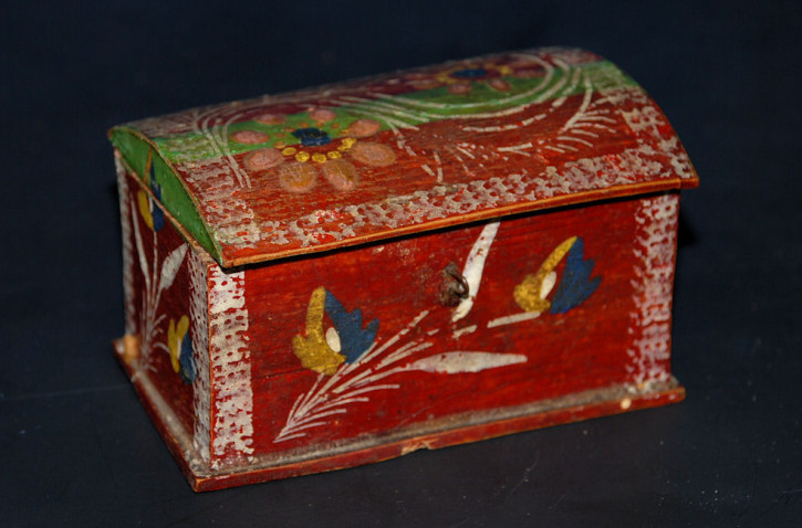 antike Miniatur Puppenhaus Wäschetruhe *  um 1850-1860