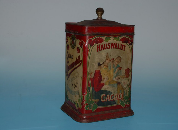 uralte Blechdose Hauswaldt Cacao Höhe 39 cm * um 1900-1910