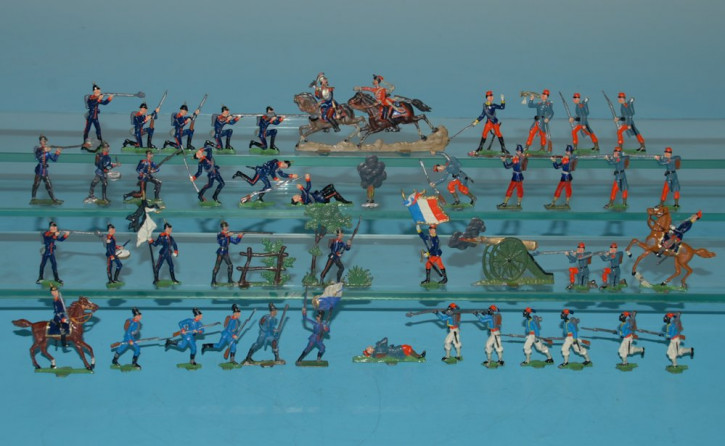 45 antique tin figures * soldiers of German Frenches war 1870/18