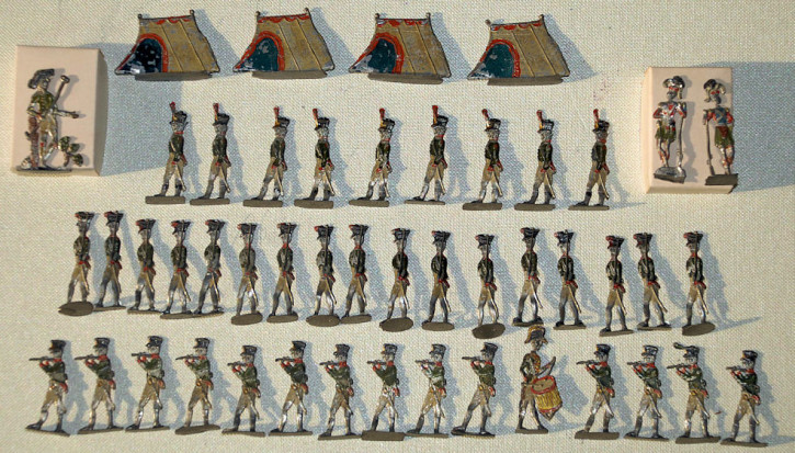 antike Biedermeier Militär Szene * 48 Zinnfiguren * um 1800