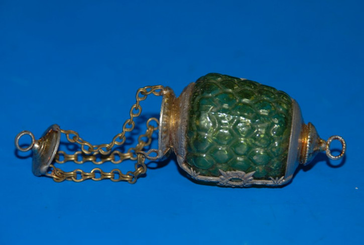 uralte Puppenstuben Miniatur Lampe * aus Glas & Zinn * um 1900