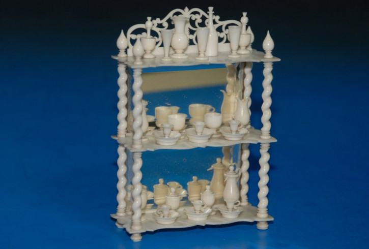 antique great ivory doll house display case shelf * at 1860