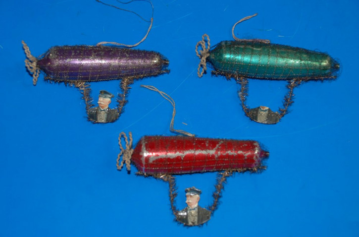 Victorian Christmas ornaments * 3 zeppelins * at 1900