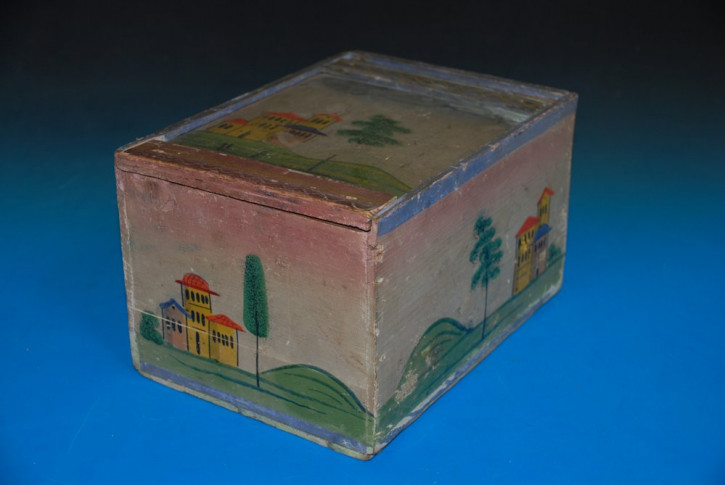 Biedermeier Sonneberger wood box with architecture painting * at