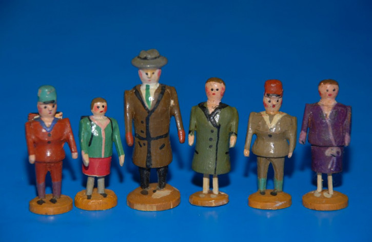 Erzgebirge Miniatur Figuren Stadt Familie * Hiemann Seiffen 1920