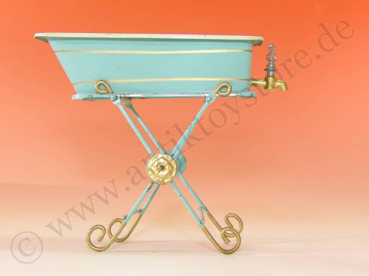 antique rare doll house metal children bathtub * german at 1900