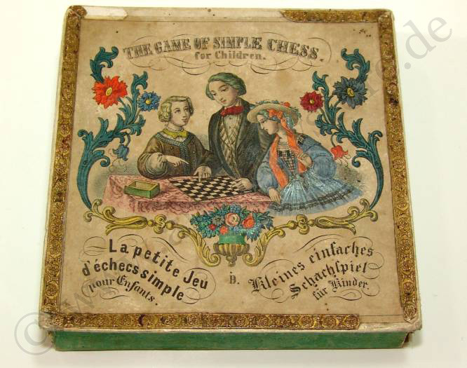 uraltes Biedermeier Spiel Schach für Kinder * um 1830-1840