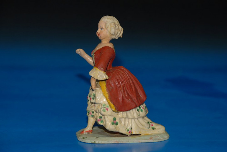 Wackelkopf Figur Pappmaché * Rokokodame um 1840-1860