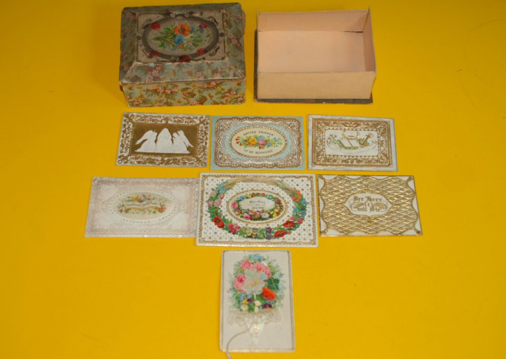 Spätbiedermeier Taufbrief Sammlung in Box * 7 Stück * von 1857-1865