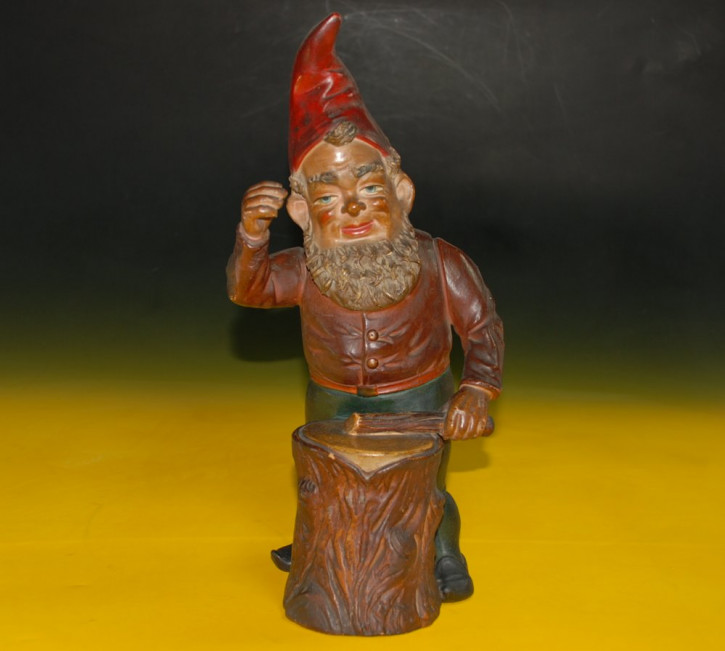 antique dwarf - gnome * grandfather at the wood chopping * at 1900