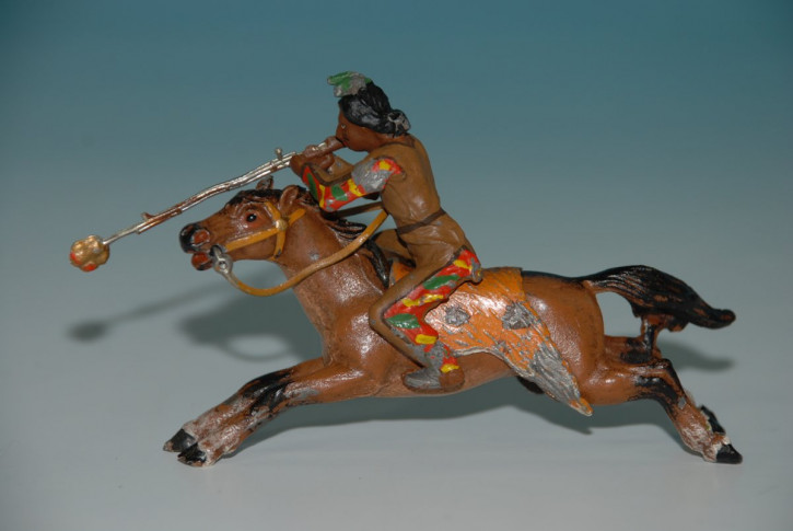 Georg Heyde Zinnfigur * großer Indianer schießend zu Pferd * um 1900