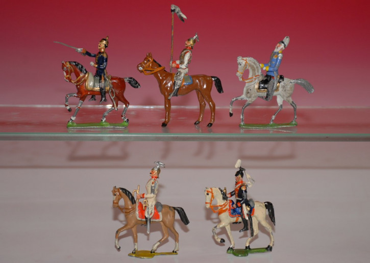 Heyde & Spenkuch pewter figures * 5 different rider figures * 1.9 inch figures series * at 1900