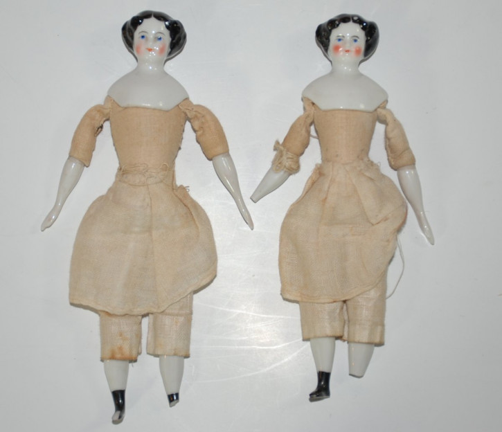 2 antique porcelain dollhouse dolls * c. 1860/1860