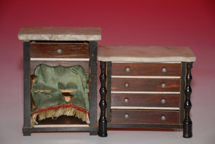 2 antique dollhouses chest of drawers with marble plates * c. 1860/1880