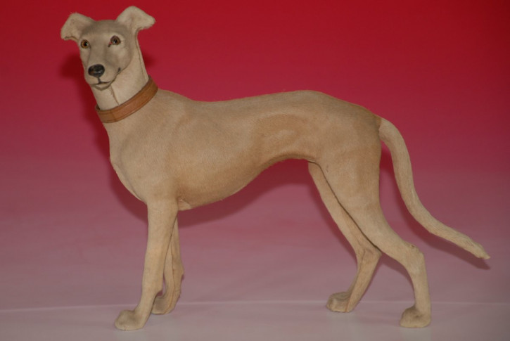 antique doll dog * papier mâché greyhound candybox * Germany at 1890