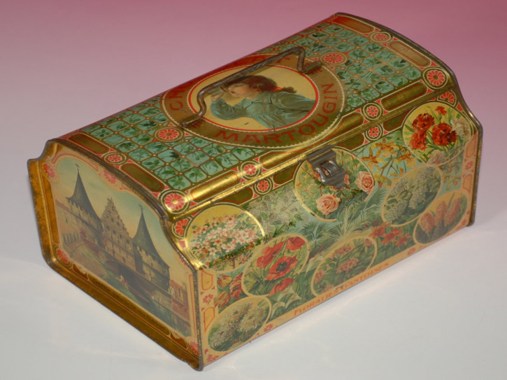 Chocolate tin box MARTOUGIN in the form of a lunchbox * around 1900