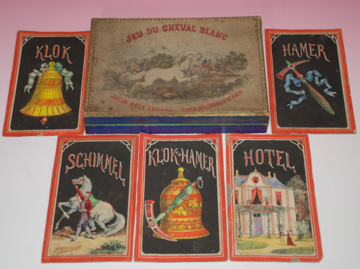 uraltes Kinderspiel * Glocke & Hammer * Litho. & Handcolor. um 1860/1870