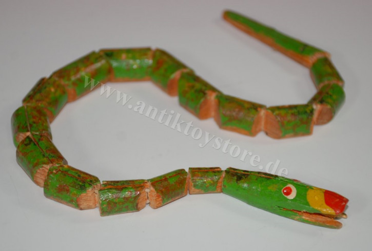 antique Erzgebirge movement toy * Snake * handpainted at 1900