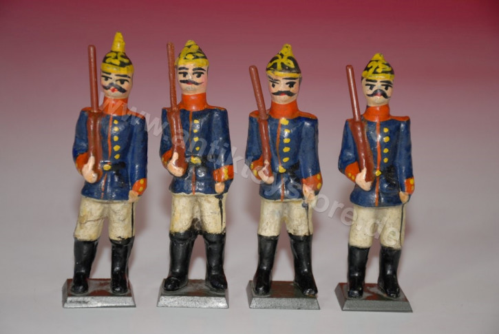 Erzgebirge 4 pieces Kalkofen figures * Prussian soldiers * Olbernhau around 1900/1910