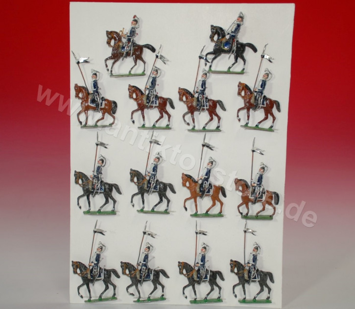 14 Heyde Zinnfiguren * preussische Ulanen Reiter * 4,8 cm Serie * um 1900