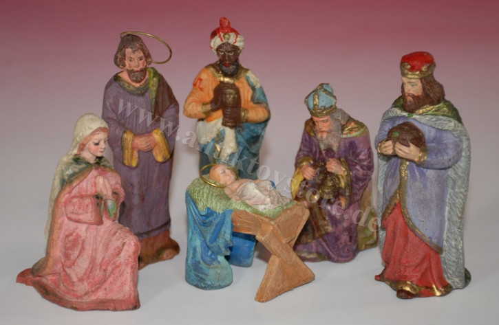 Pfeiffer Wien * 6 antique nativity figures * at 1900