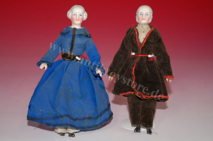 antique Kestner dollhouse dolls pair * grandparents * at 1870/1880