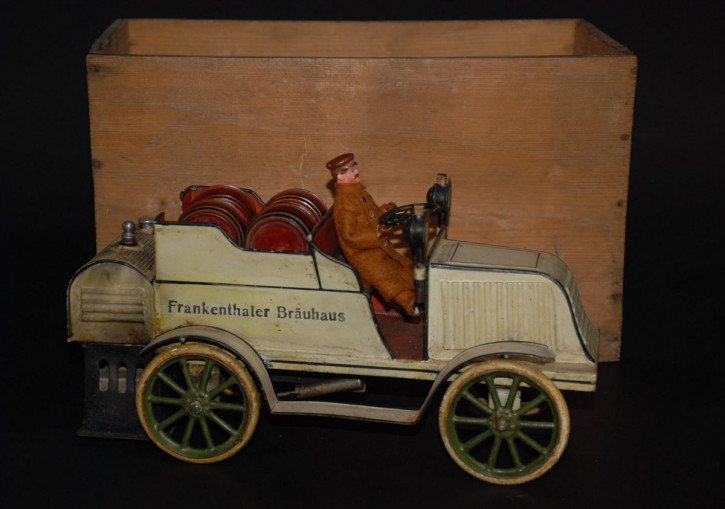 antique steam car * Frankenthaler Bräuhaus * tin painted around 1905