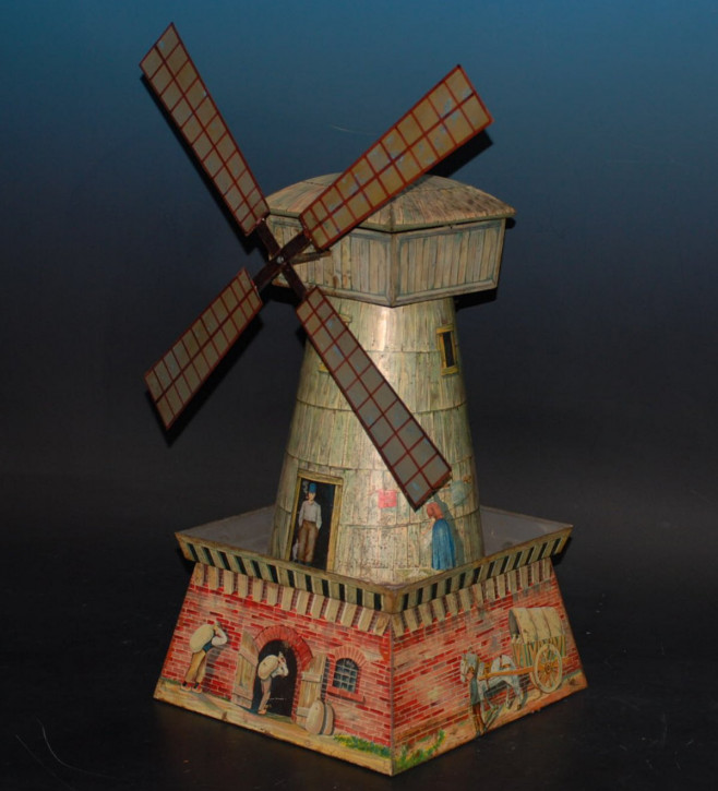 extremely rare tin can in the form of a windmill * 1890/1895