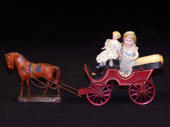 antique doll coach with mass horse * Germany at 1900