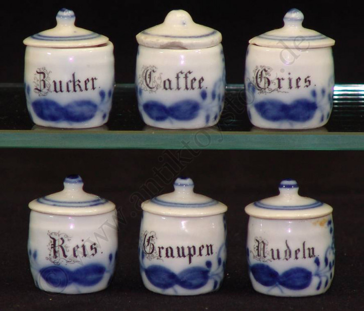 6 x antique doll kitchens porcelain stock vessels * at 1900