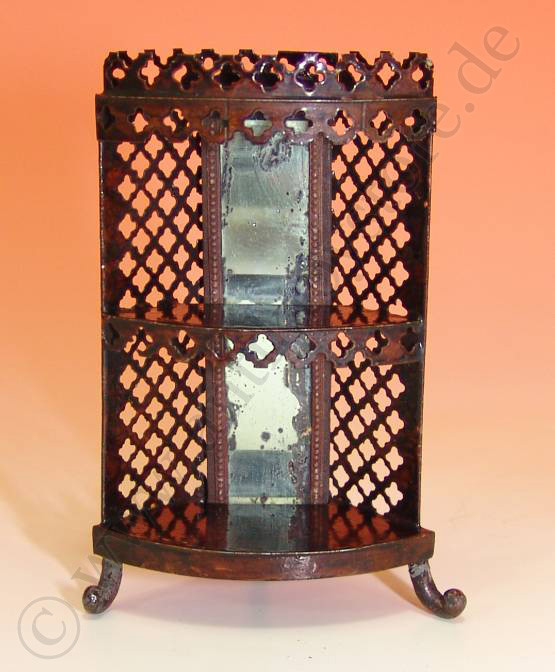 antique Rock & Graner metal corner shelf w. mirror * 1860-1880