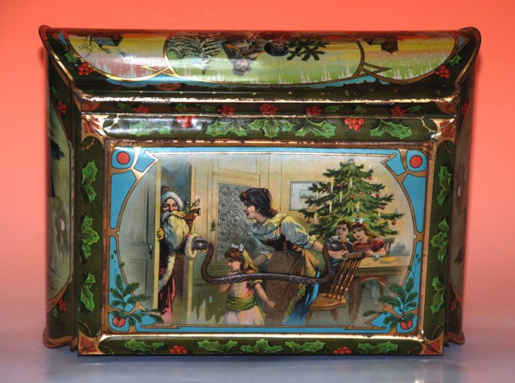 antique tin with a Santa * Christmas motive Litho. at 1900