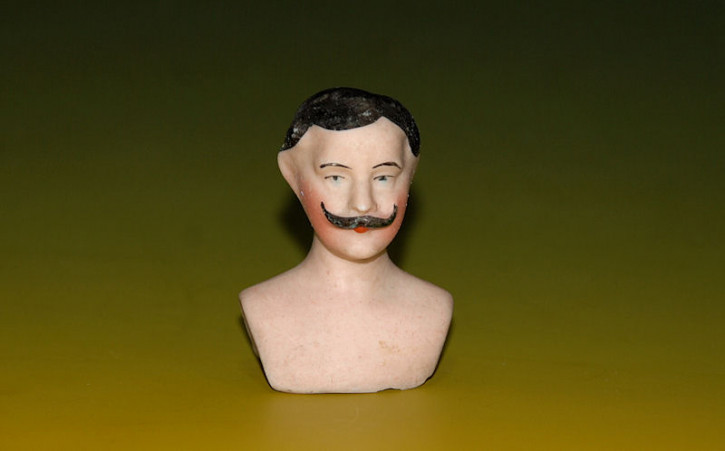 Miniature doll head for doll house doll * soldier at 1900