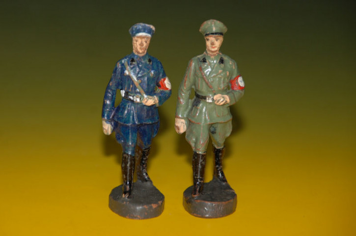 2 alte ELASTOLIN Militärfiguren Parteifiguren? * 20er/30er Jahre