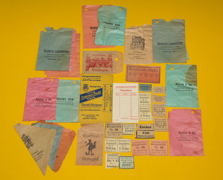 diverses antikes Kaufladen Papier-Zubehör * 1900-1920