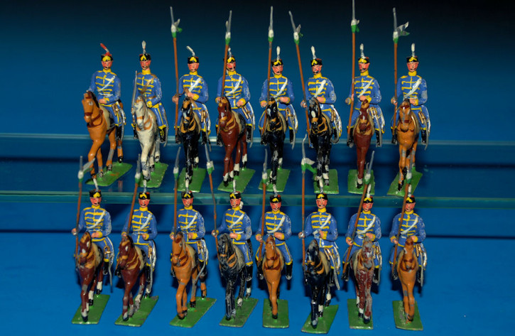 Georg Heyde tin figures * 16 x Saxon uhlans cavalry * at 1900