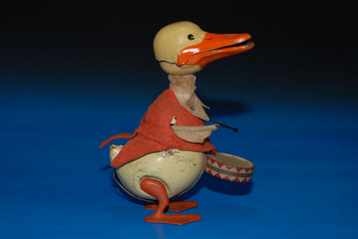 Schuco duck as a drummer * after 1937 * rare