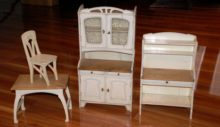 Art Nouveau children doll kitchen furniture * C. Hacker at 1900