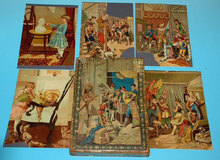 antique block jigsaw puzzle Cirkus & Children scenes * at 1880