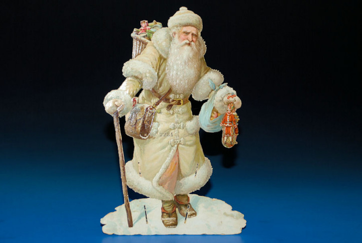 antique great Santa Claus scrap * Chromolitho stamped * 1900