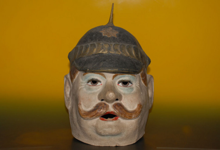 antique papier-mâché mask * police man at 1900 * rare!