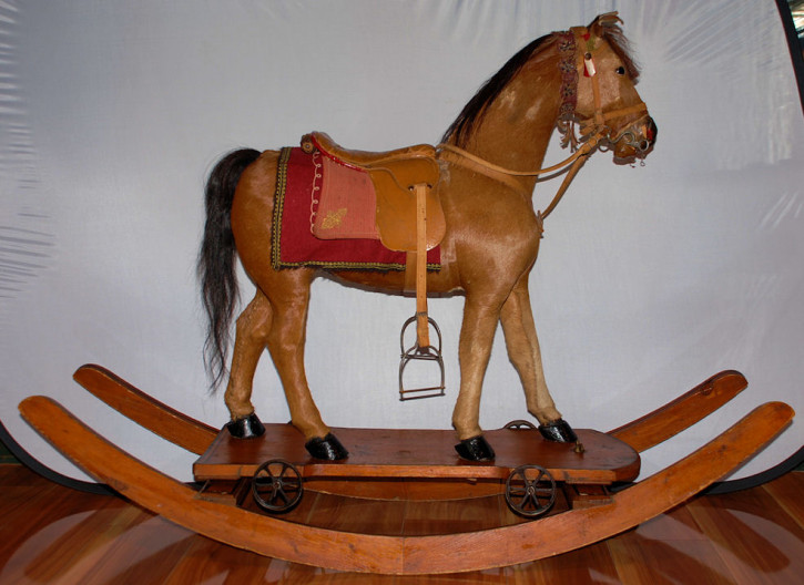 antique big rocking horse & pulling toys horse * at 1895