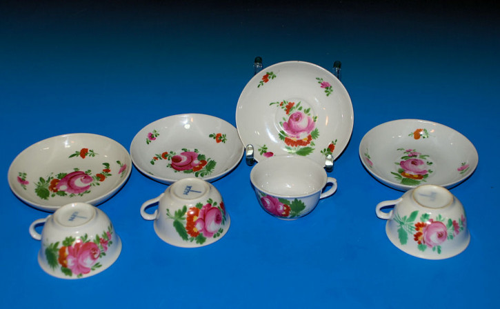 4 Biedermeier porcelain coffee cups * KPM * at 1860-1880