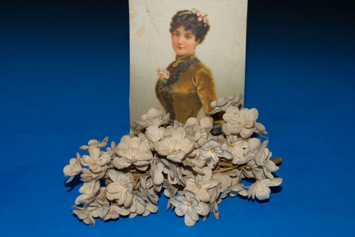 antike Sebnitzer Puppenhut Stoffblumen * um 1900