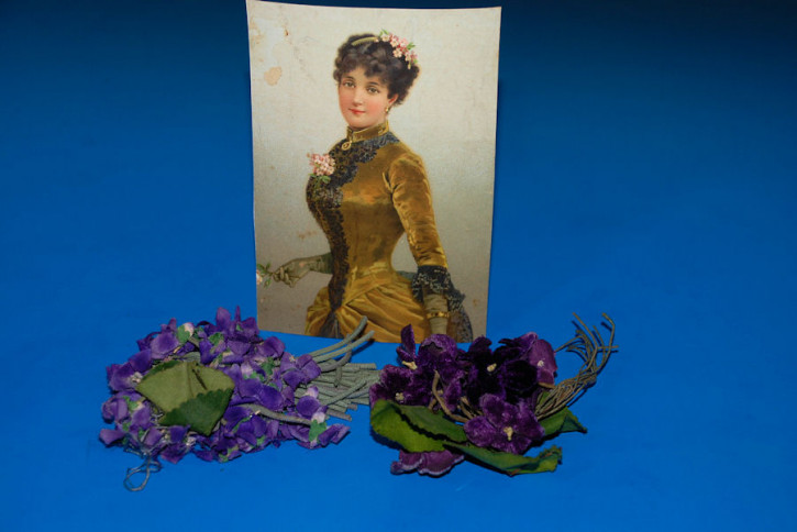 2 antique Sebnitzer doll hat substance flowers * at 1900