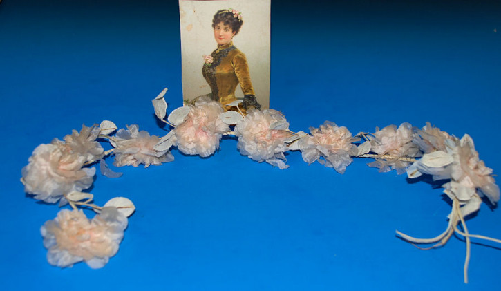 antique doll hat silk cloth flower garland * at 1900-1920