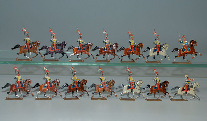 antike Zinnfiguren * Französische Reiter * 14 Teile vor 1900